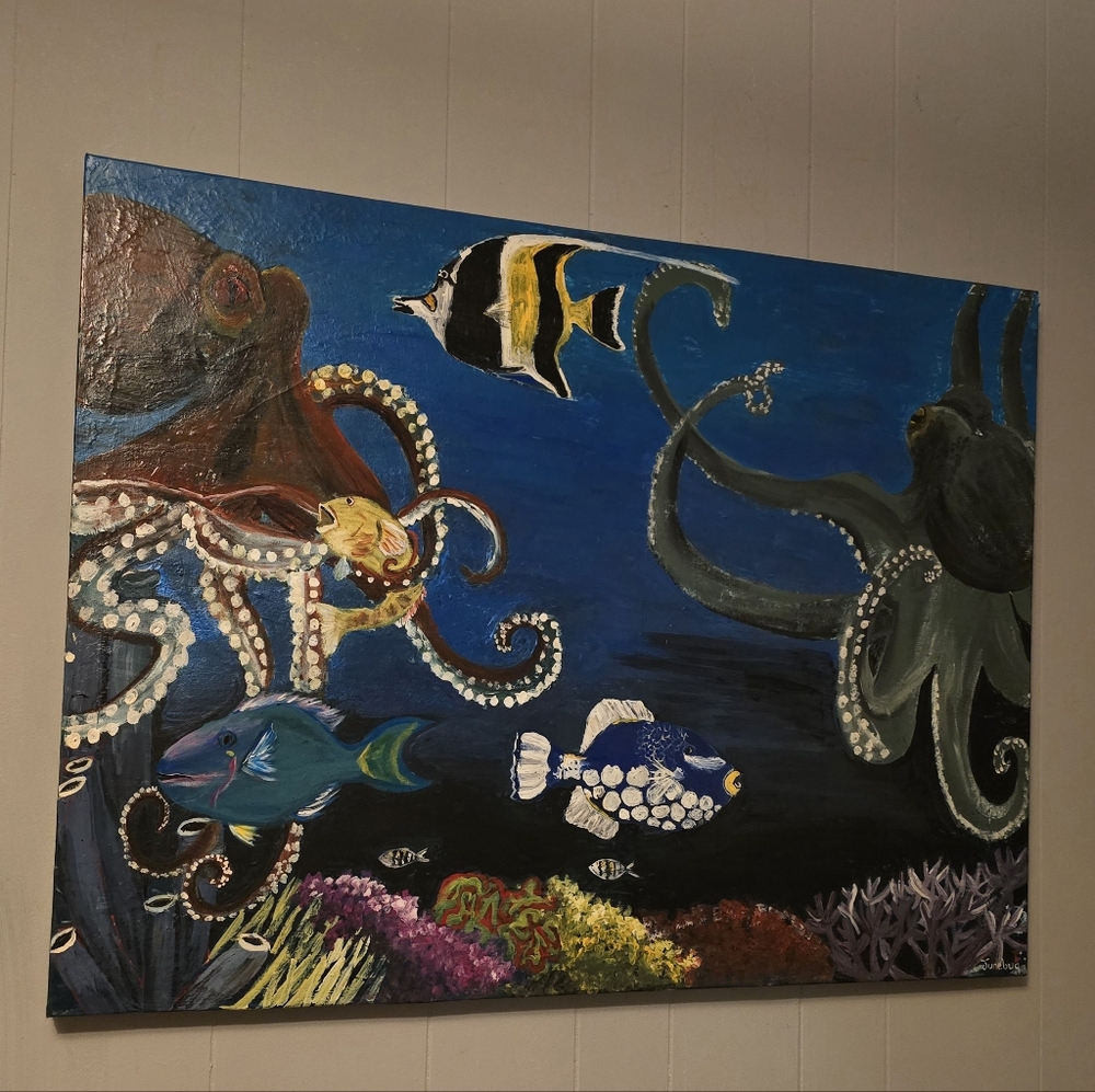 Large Underwater Sea Scene Painting